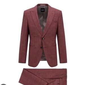 $795 NWOT Boss Hugo Boss Red Linen Slub Suit, 42R